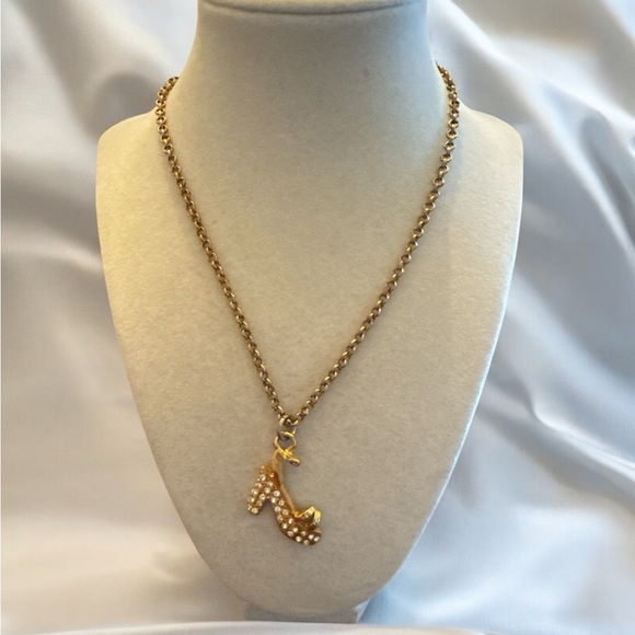 Salvatore Ferragamo Jewelry - Salvatore Ferragamo Goldtone/Rhinestone Shoe Pendant Necklace